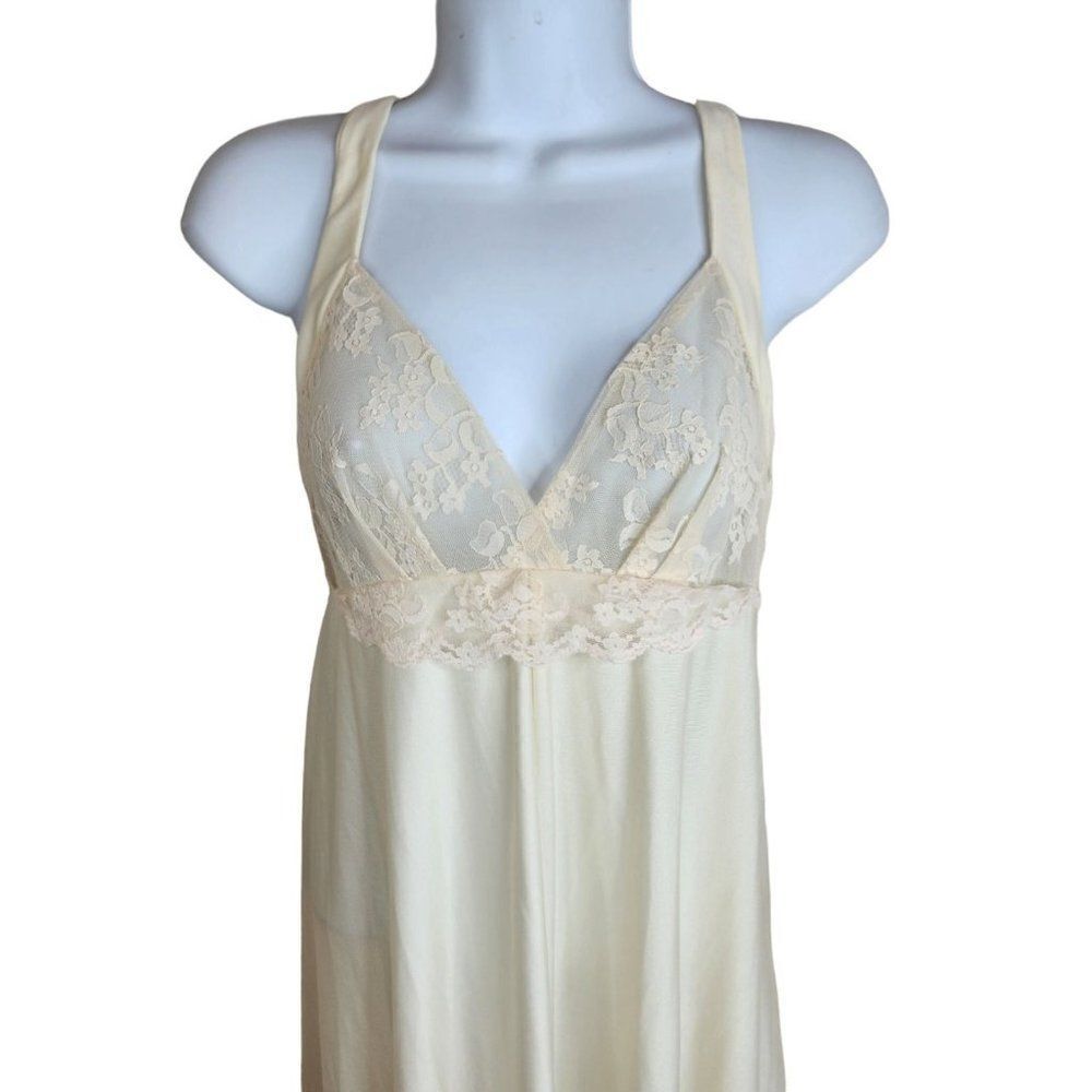 Vintage 60s Alice Malouf S Ivory Pegnoir Nightgown Gown Robe Bridal Lace - Picture 8 of 11